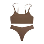 Ensemble glace soie sans couture sans fil soutien-gorge et string pour femmes