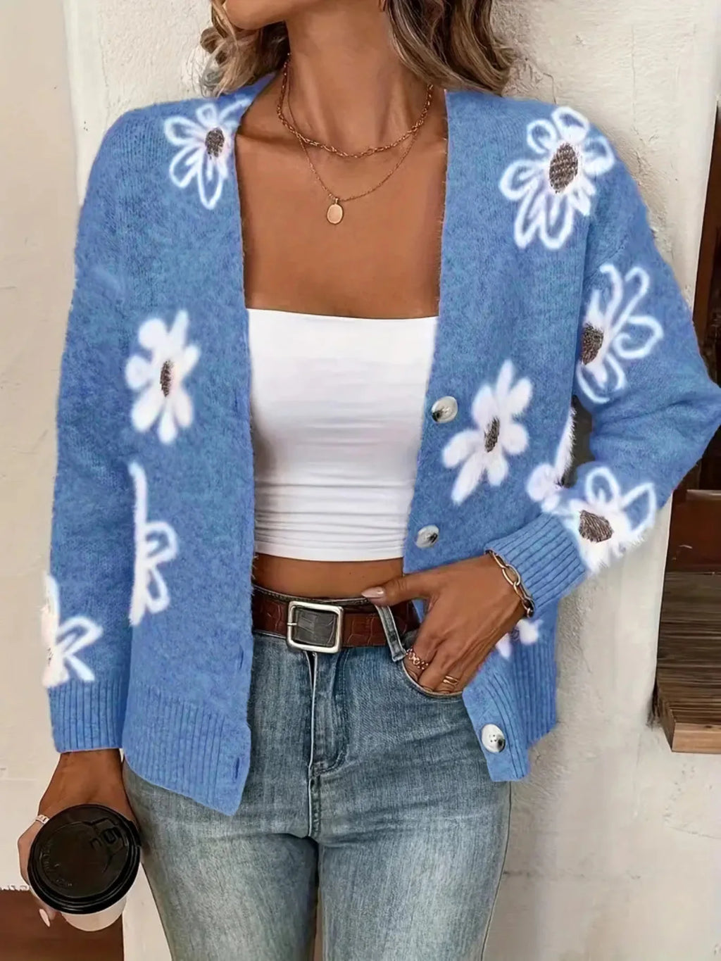 Cardigan à motif Floral pour femmes