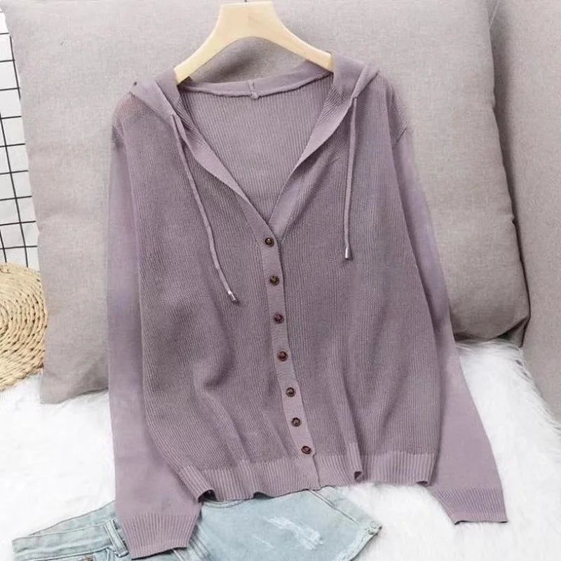 Cardigan en tricot évidé pour femmes