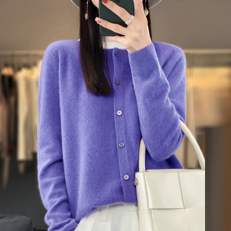 Cardigan ample 100% laine pure pour femmes