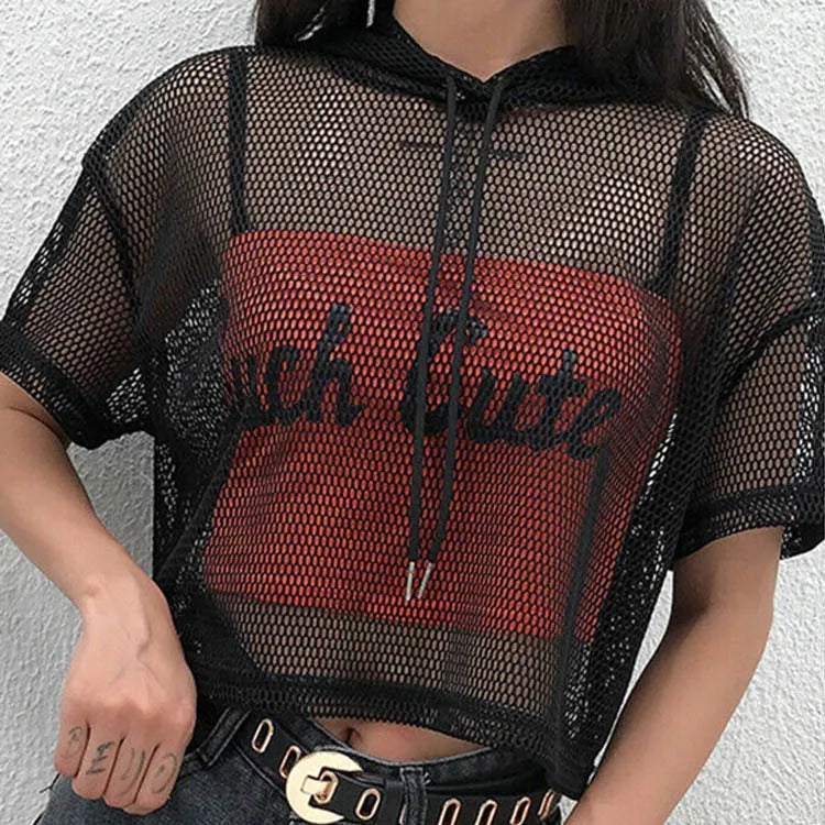T-Shirt transparent à manches courtes pour femmes