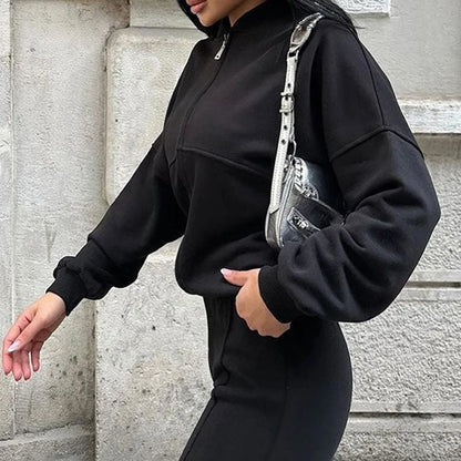 Ensemble Sportswear Femme – Cardigan Court Zippé et Pantalon