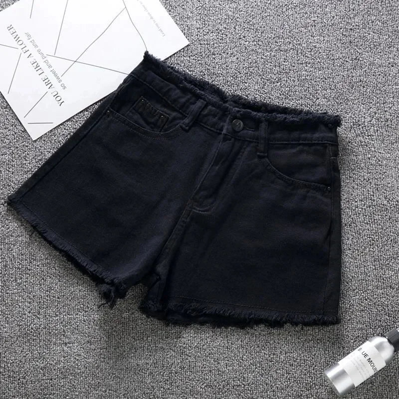 Short en jean à bords rugueux pour femmes