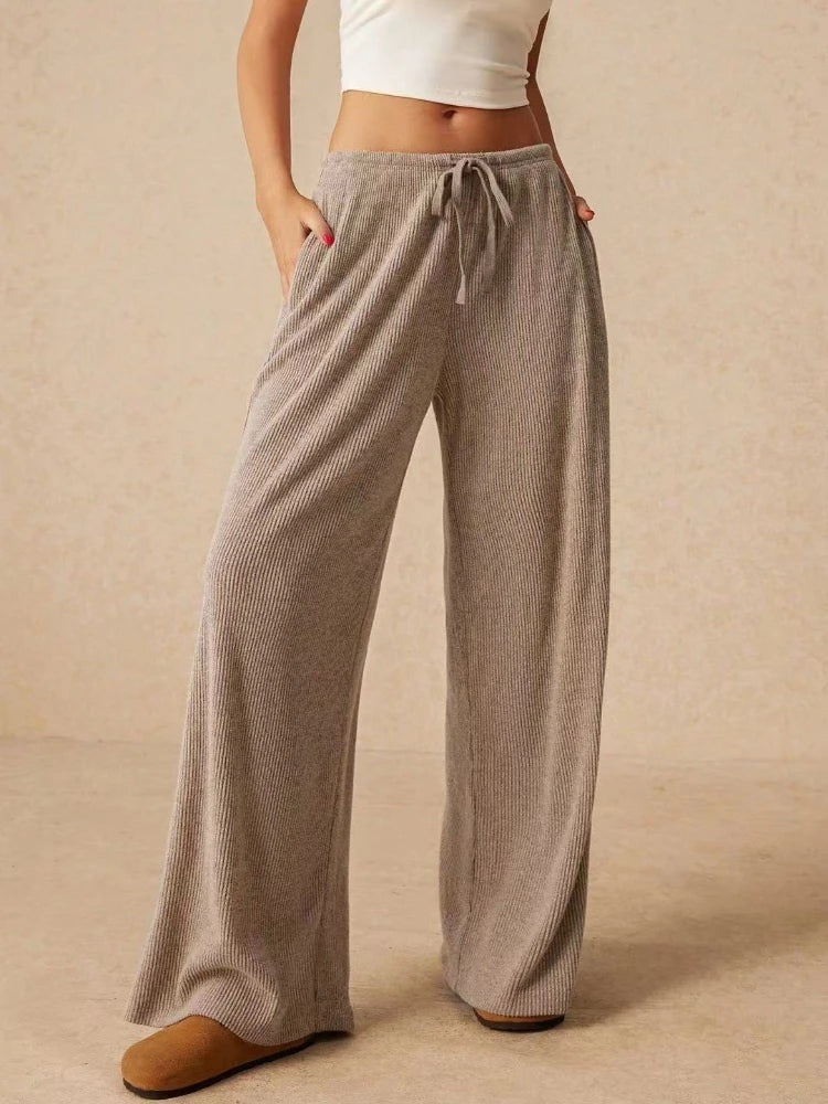 Pantalon Large Femme – Taille Haute et Uni