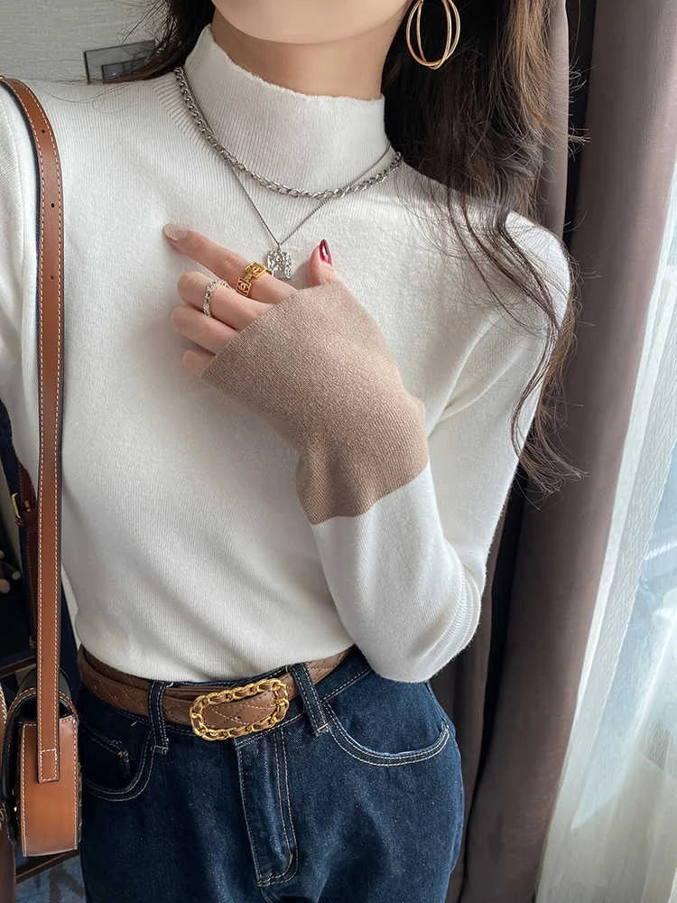 Pull en Maille Douce Femme – Col Semi-Montant Chic