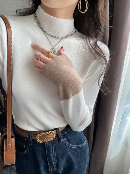 Pull en Maille Douce Femme – Col Semi-Montant Chic
