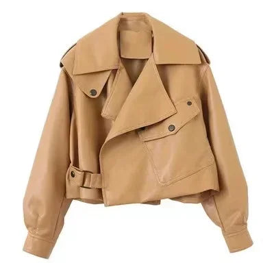 Veste en similicuir souple pour femmes