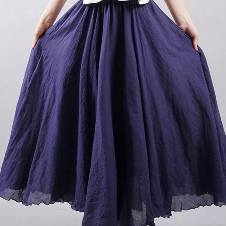 Jupe maxi en lin taille haute pour femmes
