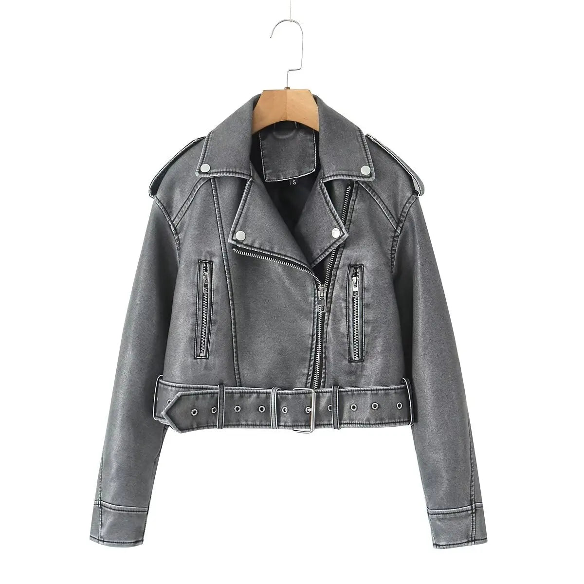 Veste Similicuir Femme – Revers et Fermeture Zippée
