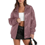 Vestes en Faux cuir Pu à fermeture éclair pour femmes