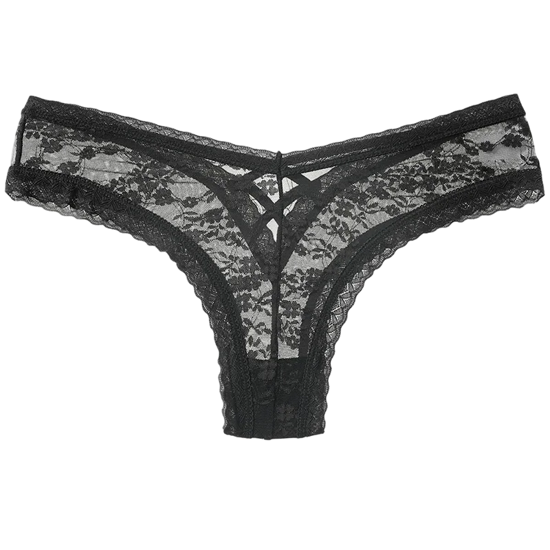 Culottes taille basse en dentelle maille transparente pour femmes