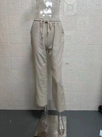 Pantalon court en coton et lin pour femmes