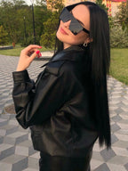 Veste court en similicuir Pu femmes