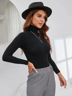 Pull col roulé uni en maille pour femmes