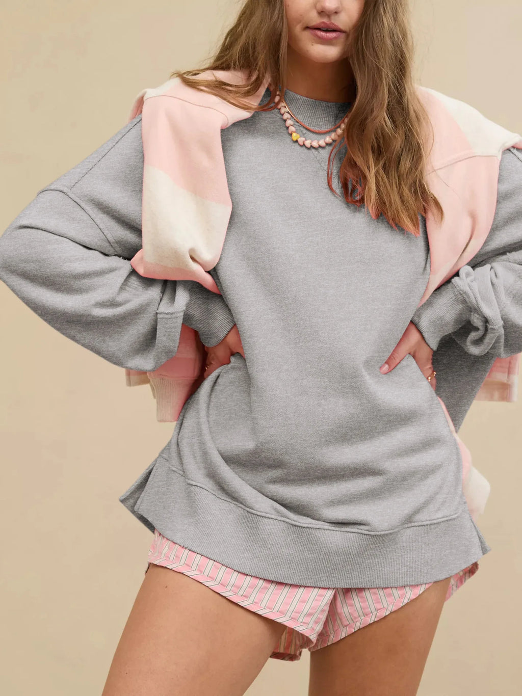 Sweat à capuche ample et décontracté à col rond pour femmes