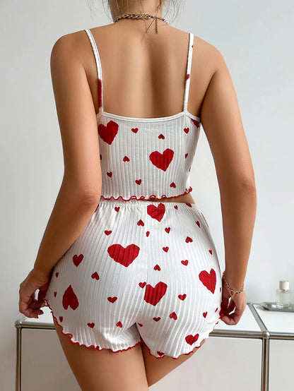 Pyjama 2 Pièces Femme – Bretelles Fines et Imprimé