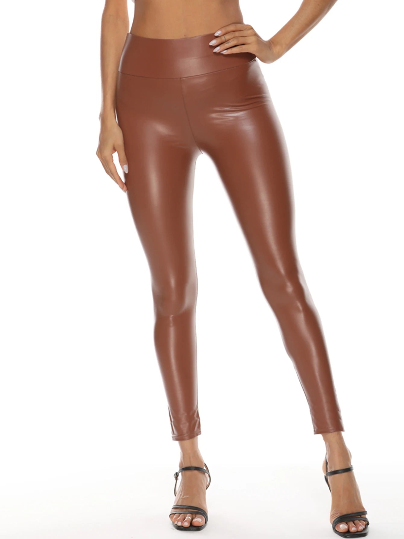Leggings en cuir PU pour femmes