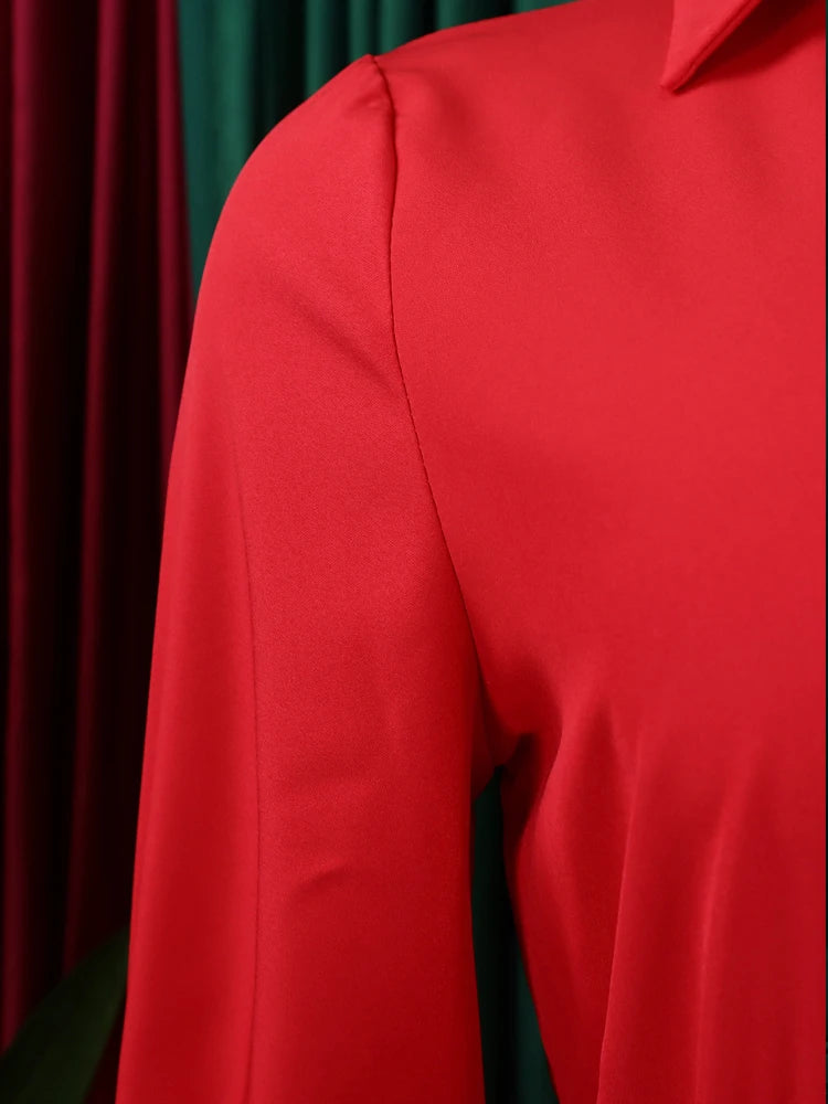 Robe de soirée à manches longues et col en V pour femmes