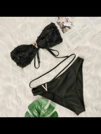 Ensemble maillot de bain deux pièces à fleurs 3D pour femmes