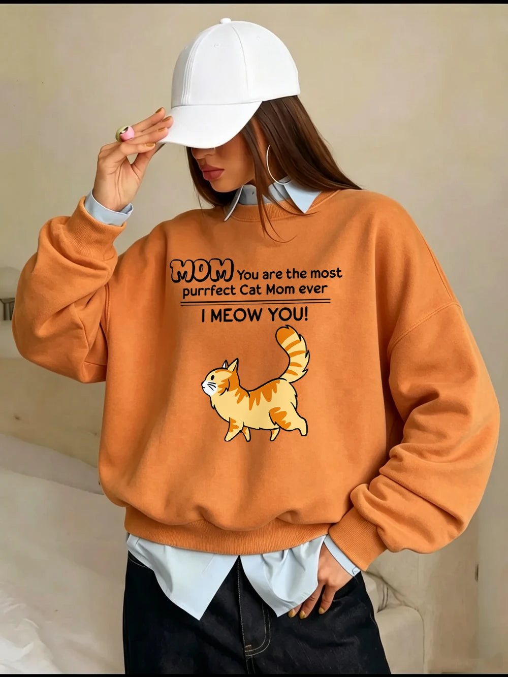 Sweat-shirts avec imprimés « Funny Cat Mom I Meow You », pour femmes