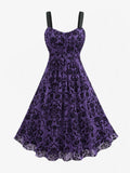 Robe en maille superposée à fleurs vintage pour femmes