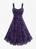 Robe en maille superposée à fleurs vintage pour femmes