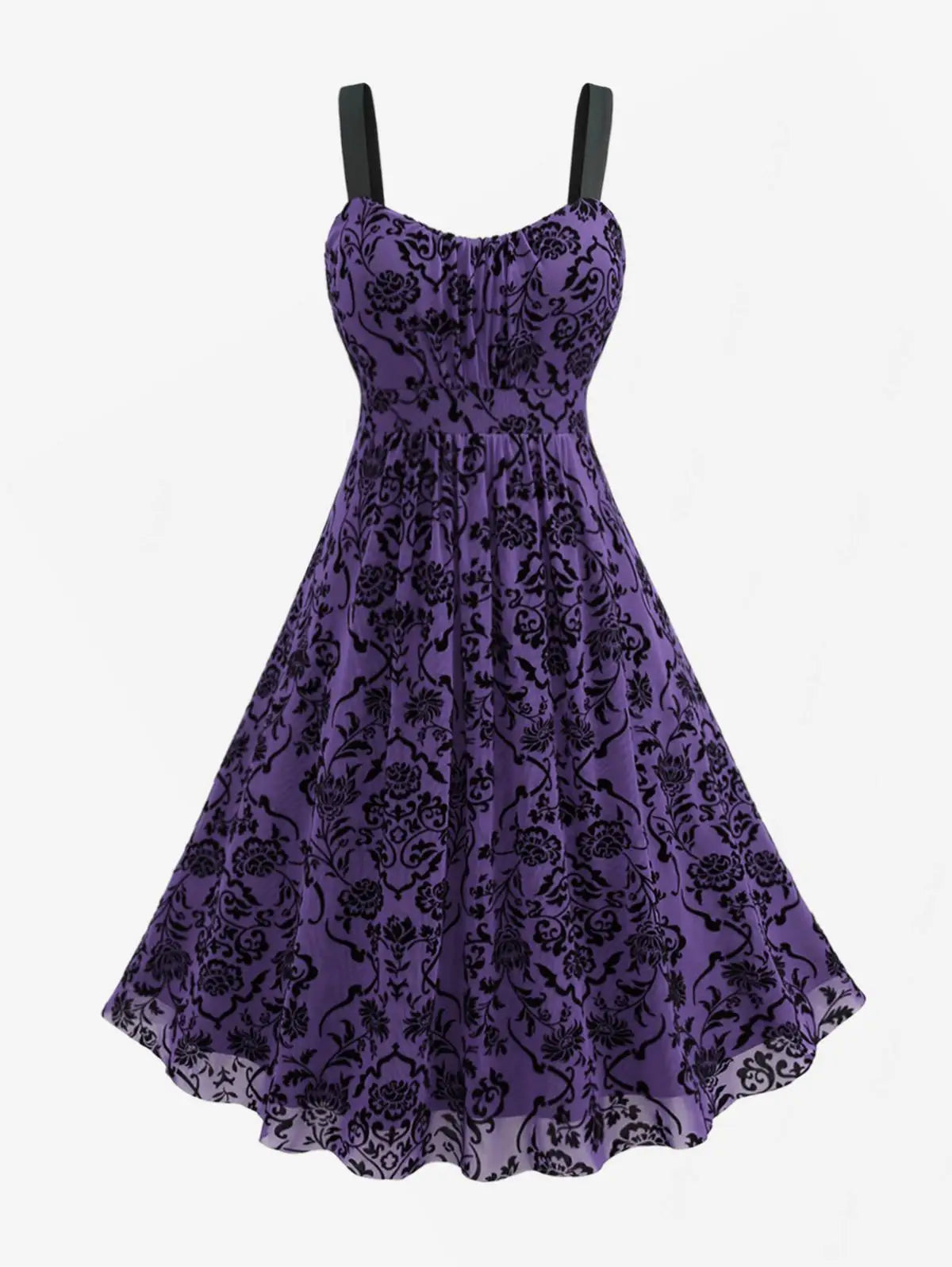Robe en maille superposée à fleurs vintage pour femmes