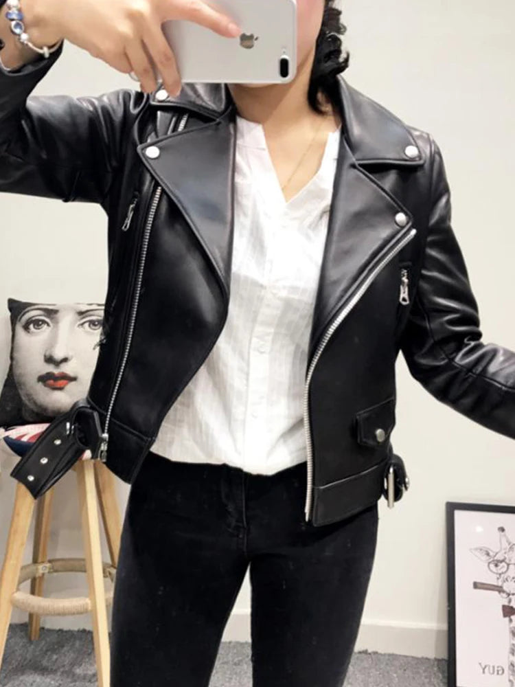 Veste en similicuir PU pour femmes
