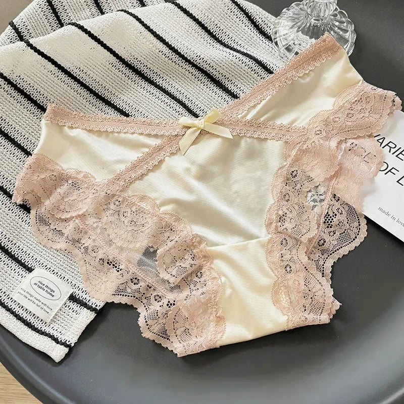 Culotte en dentelle français sans couture et maille transparente pour femmes