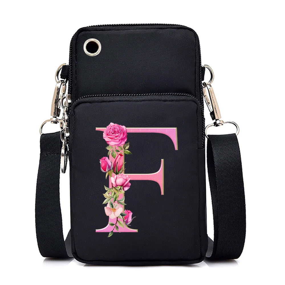 Sac à bandoulière série lettres Sakura rose pour téléphone portable pour femmes