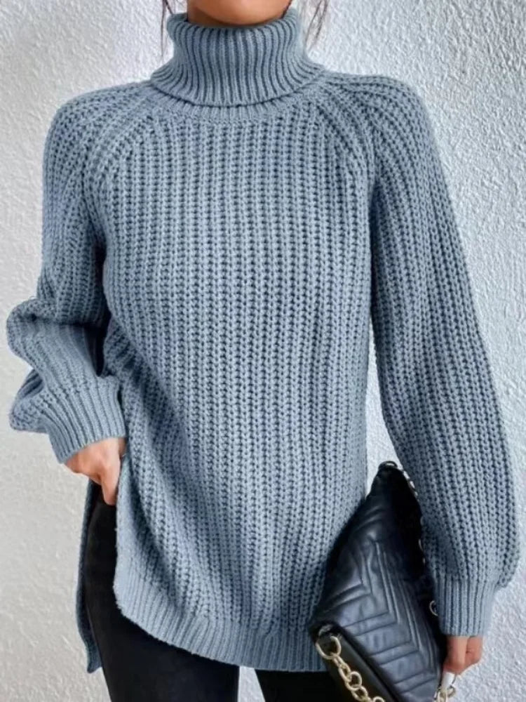 Pull col roulé à manches longues pour femmes