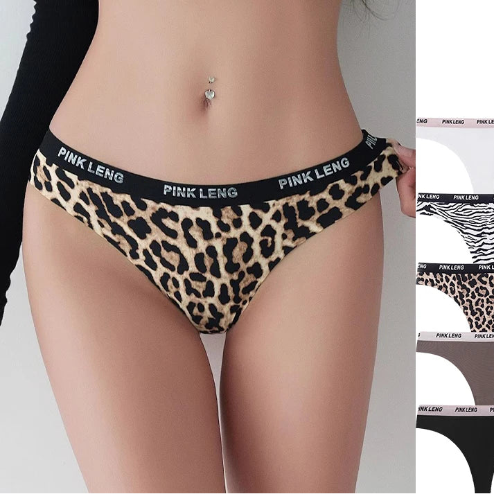 String tanga sans couture imprimé léopard pour femmes