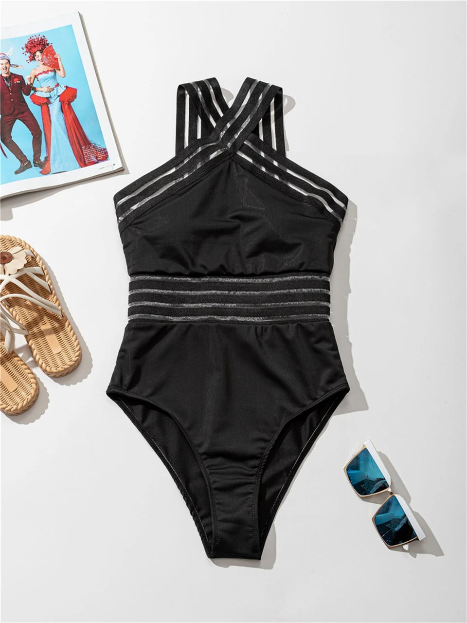 Maillot de bain une pièce sexy en maille pour femmes