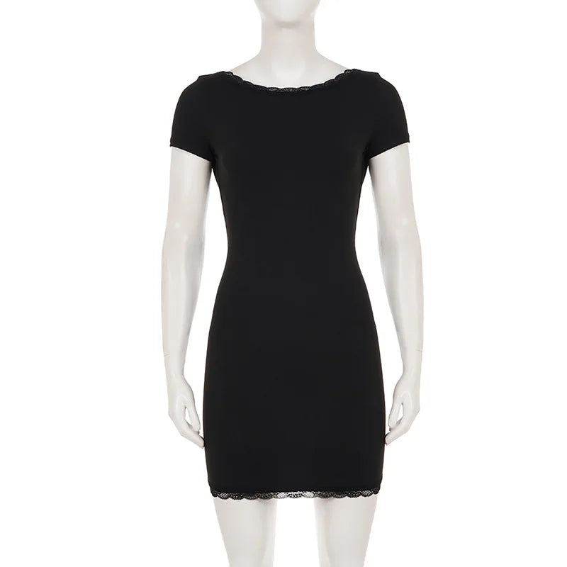 Robe moulante mini sexy dos nu pour femmes