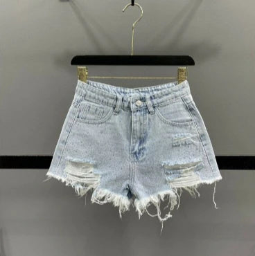 Shorts en jean taille haute pour femmes