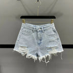 Shorts en jean taille haute pour femmes