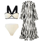 Maillot de bain trois pièces taille haute pour femmes