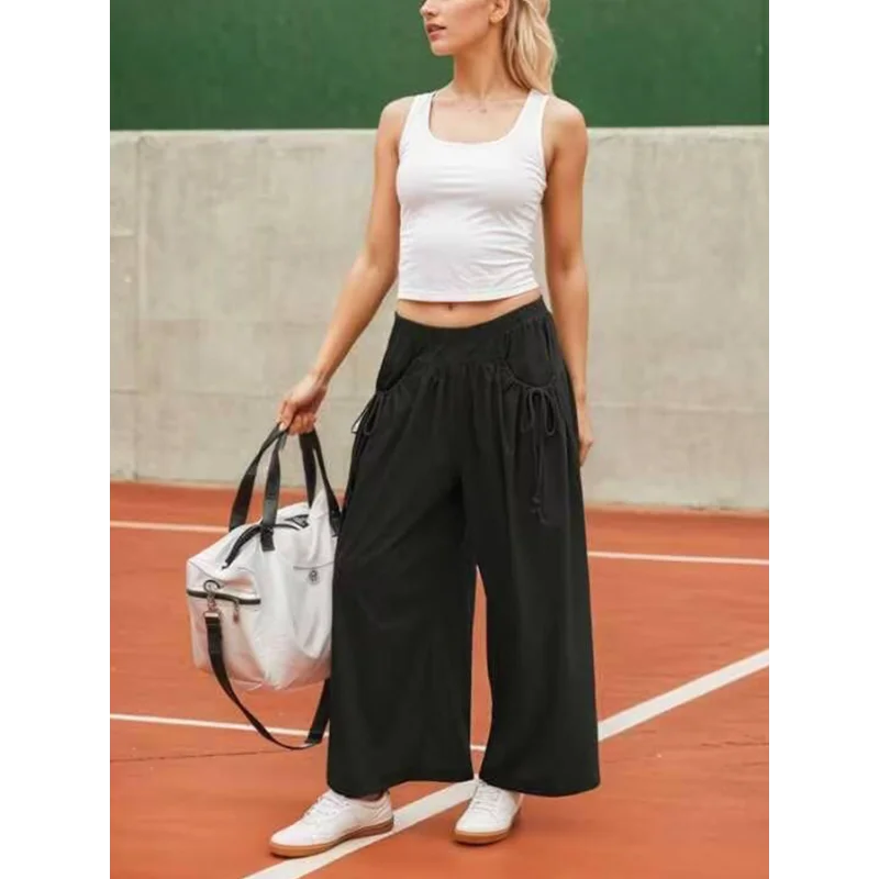 Pantalon à poches avec cordon de serrage pour femmes
