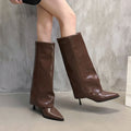 Bottes hautes épaisses pointues pour femmes