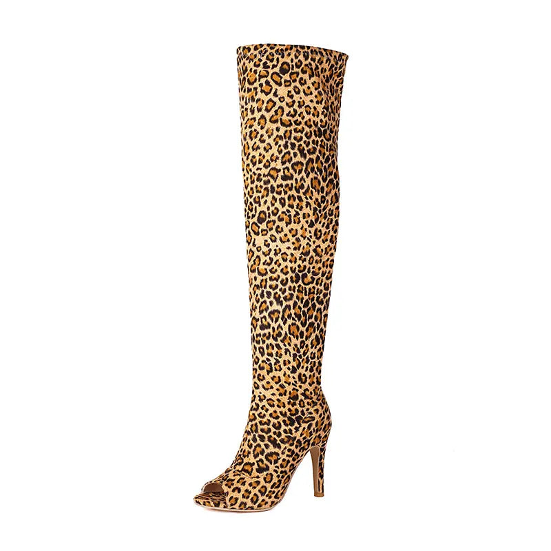 Bottes hautes Sexy à bout ouvert pour femmes