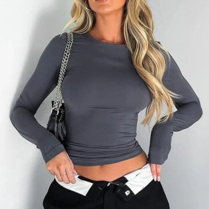 T-shirt Basique Femme – Coupe Ajustée et Manches Longues