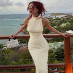 Robe maxi sans manches et dos nu pour femmes