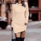 Robe courte moulante en maille unie pour femmes