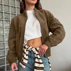 Veste en daim à manches longues pour femmes
