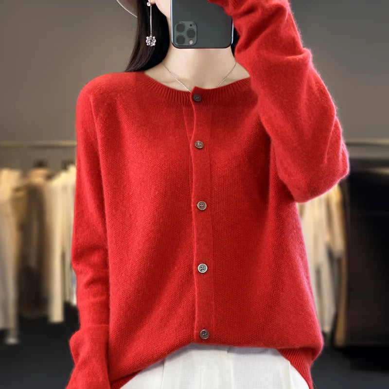 Cardigan ample 100% laine pure pour femmes