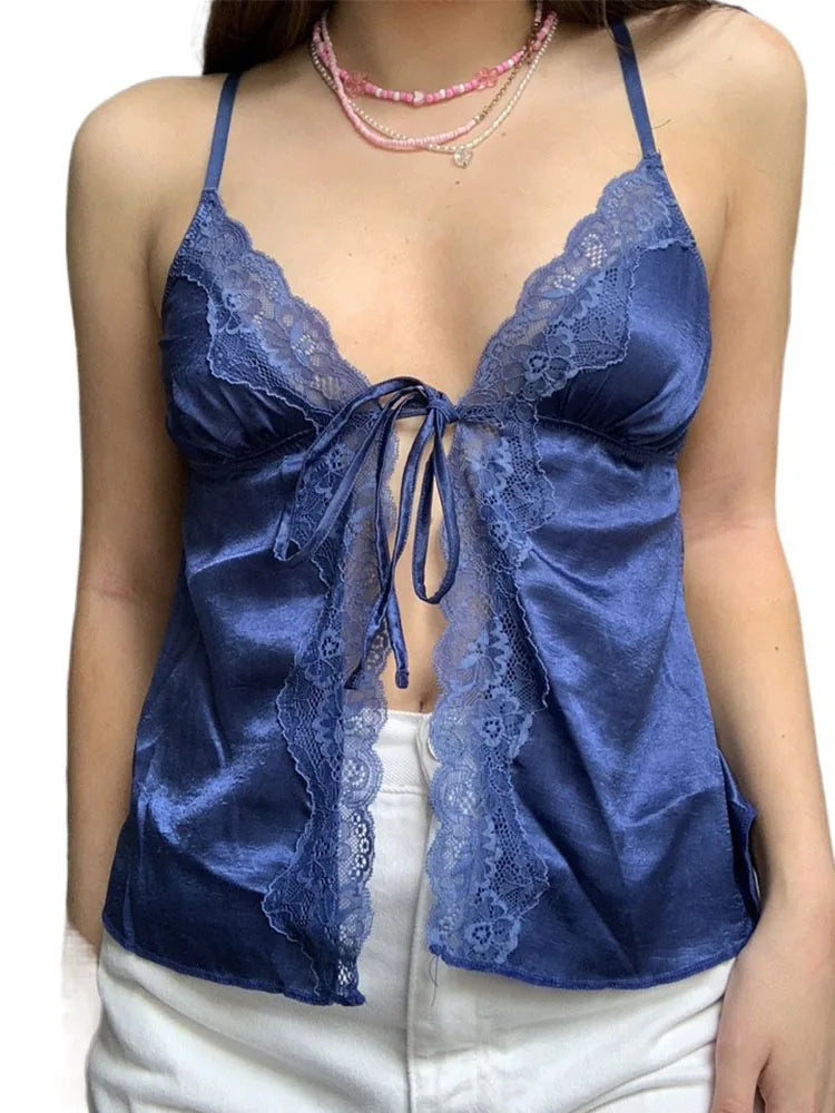 Camisole en dentelle à col en V pour femmes