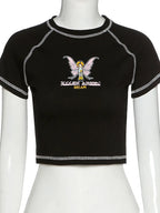 T-shirt à manches courtes et col rond pour femmes