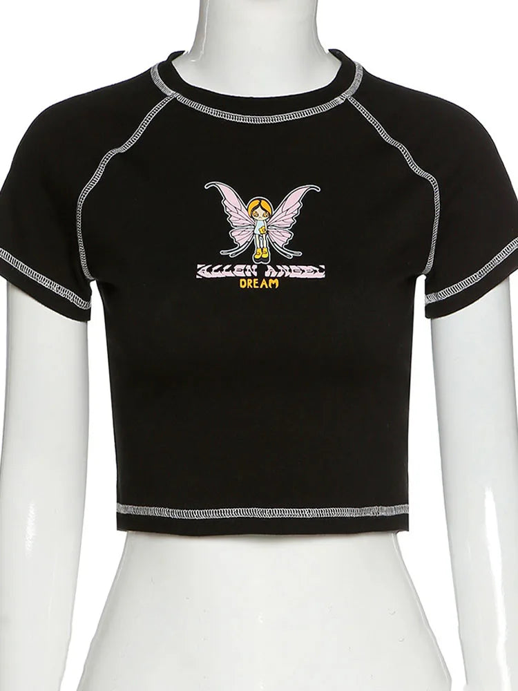 T-shirt à manches courtes et col rond pour femmes