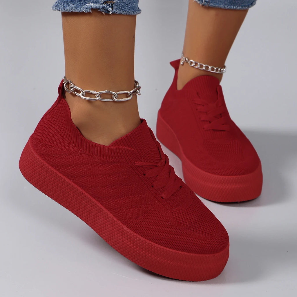 Baskets plates en maille respirante pour femmes