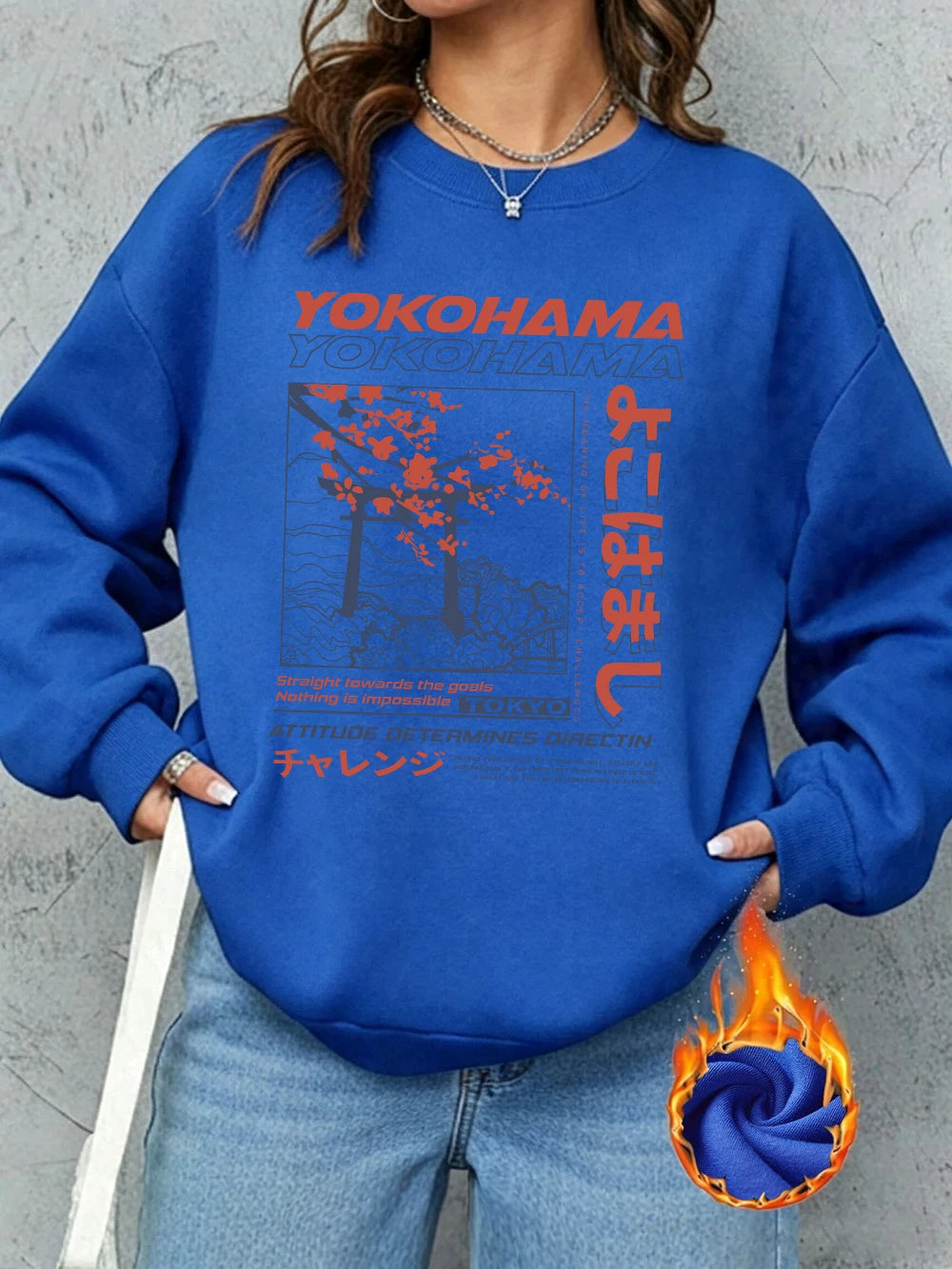 Sweat-shirts à imprimés lettres de style japonais pour femmes